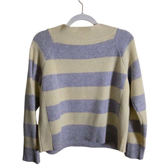 Club Monaco 100% Cashmere Pale Yellow Gray Striped Sweater Size S - Picture 3 of 6